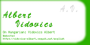 albert vidovics business card